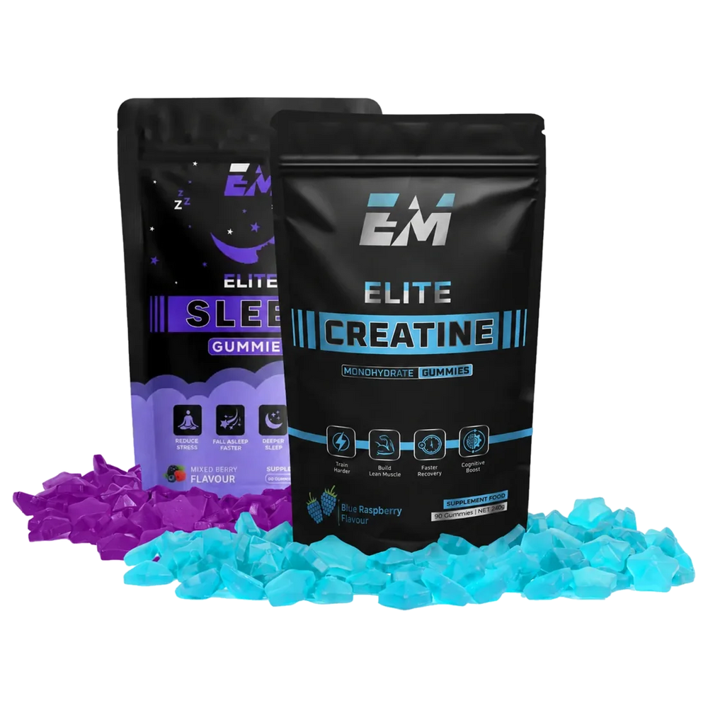 Elite Motiv creatine and sleep gummies bundle, two pouches
